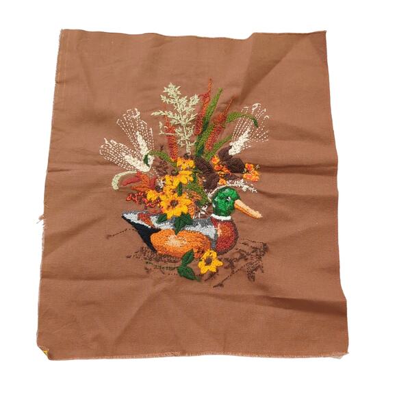 Vintage 80s Woodland Needlework Duck Mallard Embroidery Crewel Creative Circle - Picture 4 of 7